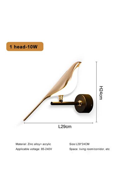 YUGUUK Warm Light- No Rc 1 Head Nordic Led Golden Bird Wall Lamp Parlor Bar Bedside Hanging Light Novelty R