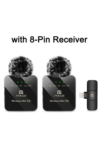 PULUZ 8-Pin Receiver PULUZ Wireless Lavalier Microphone for iPhone / iPad / Type-C Phone, 8-Pin / Type-C R
