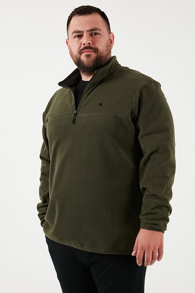 Buratti Ανδρικό Fleece 5906001 B - Plus Size, Stand Collar, Regular Fit, Anti-Pilling, Winter Raised