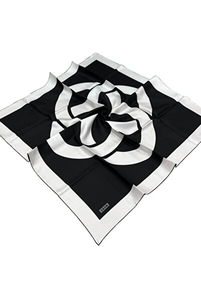 Aker Μαύρο και άσπρο μεταξωτό μαντήλι - 8800713-911
