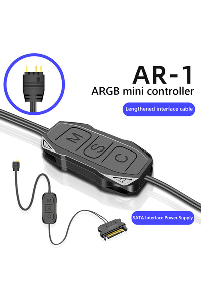 Genel Markalar COOLMOON AR-1 RGB Kontrol Kablosu 5V 3 Pin SATA AURA ARGB Mini Kontrol HUB Kaynağı RGB SYNC Co...