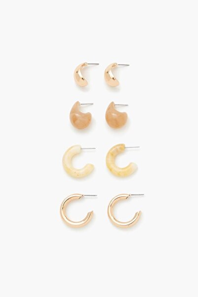 Forever 21 Mermer Desenli Halkalı Küpe Seti