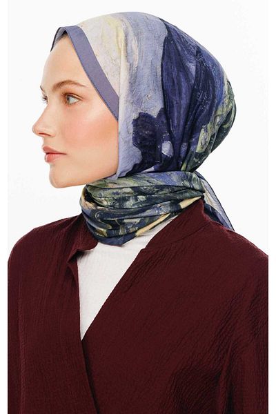 VALORSCARF Βαμβακερό μεταξωτό σάλι Moss Pattern