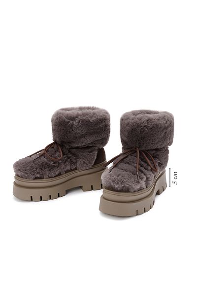 Derimod Women's Cream Thick Sole Plush Detailed Boots 24Wfd 491414
