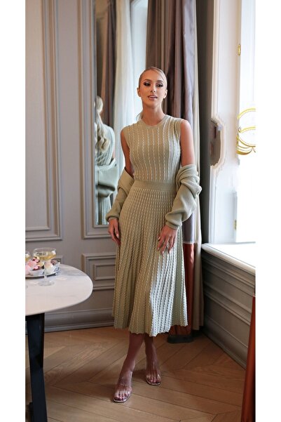 DAMGA Collection Γυναικείο Πλεκτό Μακρύ Φόρεμα