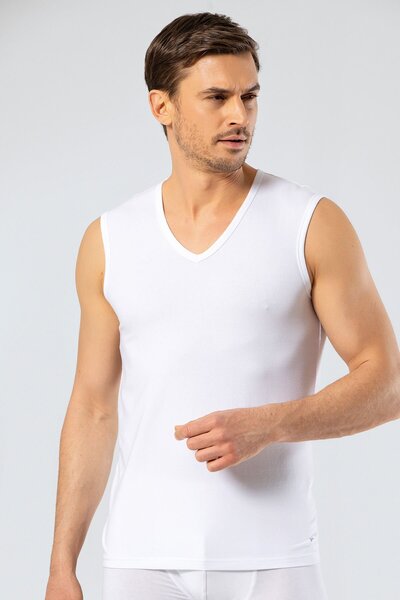 Cacharel Чоловічий V-подібний комір Спортивний атлет 1304/Білий