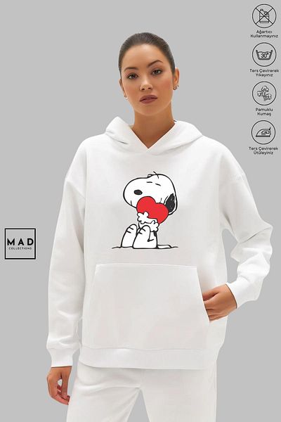 stawles wear Unisex Snoopy Printed Hoodie - Μακρυμάνικο, Κουκούλα, Βαμβακερό φούτερ Oversize