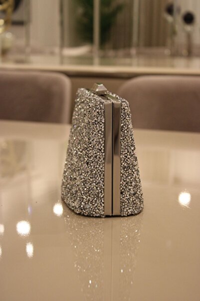 Molie Geantă de seară reversibilă Silver Stone - mâner mobil și curea cu lanț