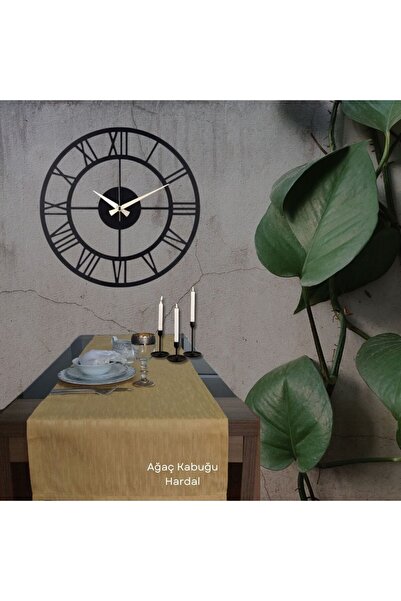 Leora Home Yemek Masa Örtüsü Runner - Ağaç Kabuğu Desenli - 50 x 150 cm - %50...