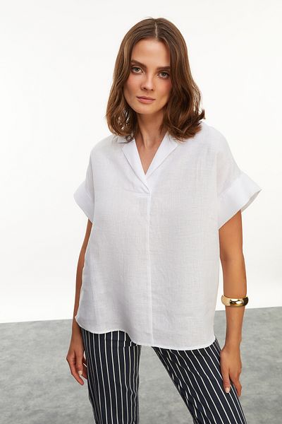 Mudo Linen V-Neck Bluz