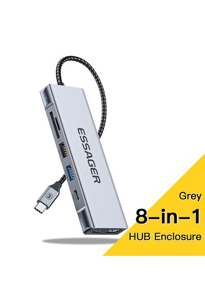Choice Grey 8 In 1 Hub Essager 8-in-1 Usb Hub With Disk Storage Function Usb Type-c To Hdmi-compatible Lapt