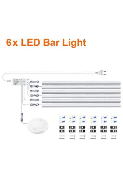 Choice EU plug 40cm White 6PCS 1-6Pcs Kitchen LED Under Cabinet Light Penetra...