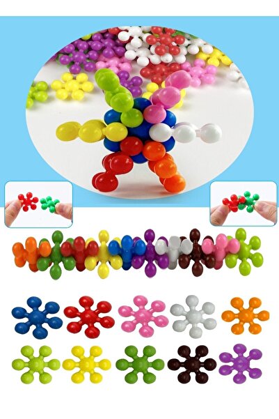 Hyd 60 Parça Kar Tanesi Çiçek Molekül Kilitli Yapı Taşları Blok Puzzle Yapboz Eğitici Oyuncak
