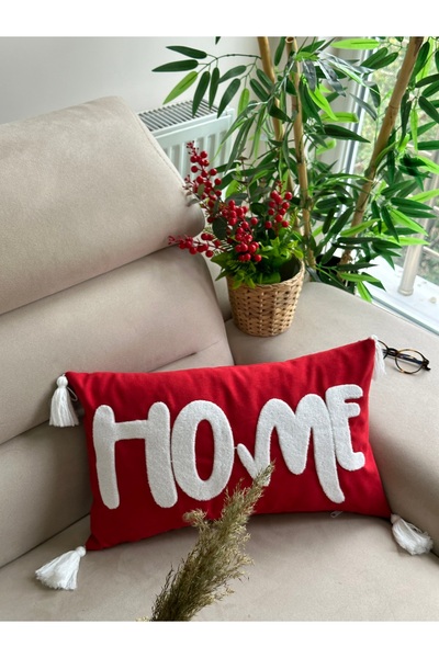 en gözde home Yılbaşı Noel Temalı Punch Nakışlı Kırlent Kılıfı