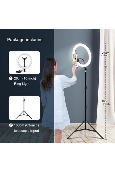 Choice 26cm Light-160Tripod 10inch Selfie Ring Light with Optional Tripod, Photography Fill Light Led Ring
