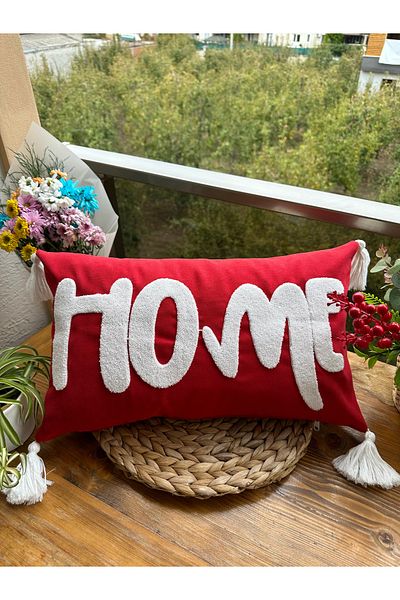 en gözde home New Year Christmas Themed Punch Embroidered Throw Pillow Cover