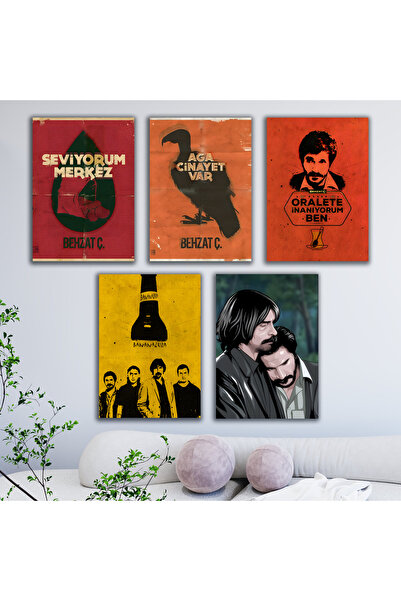 DekorHane Behzah Ç. Tablou metalic - Set de 5 piese