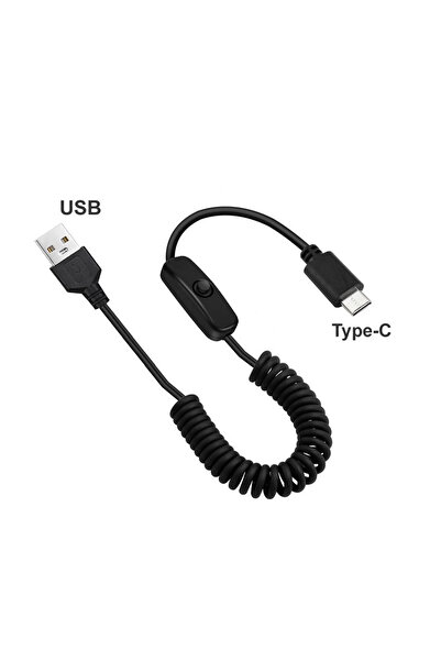 Choice كابل USB إلى Type-C حلزوني قابل للتمدد بطول 1.5 متر من النوع C، سلك شح...