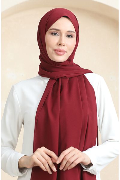 sefamerve Claret Red Crepe Flat Wrap - 81077-04