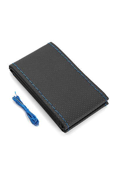 Choice غطاء عجلة قيادة سيارة من الجلد الصناعي باللون الأزرق النادر باللون الأ...