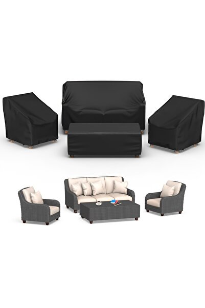 Choice 4 قطع من أغطية أثاث الحدائق الخارجية المقاومة للماء من قماش 420D، أغطي...