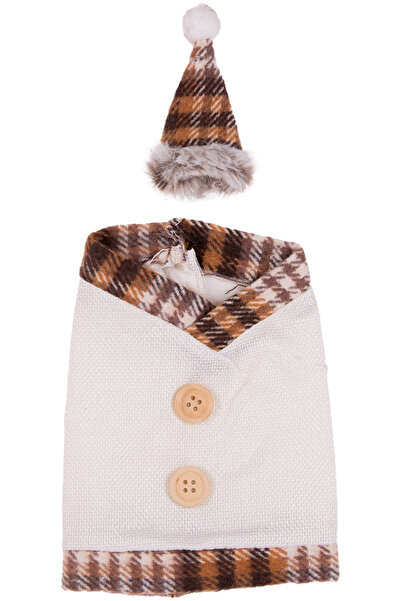 Herdekora Ornament pentru sticla de Anul Nou cu pălărie cremă 13x19 Cm.