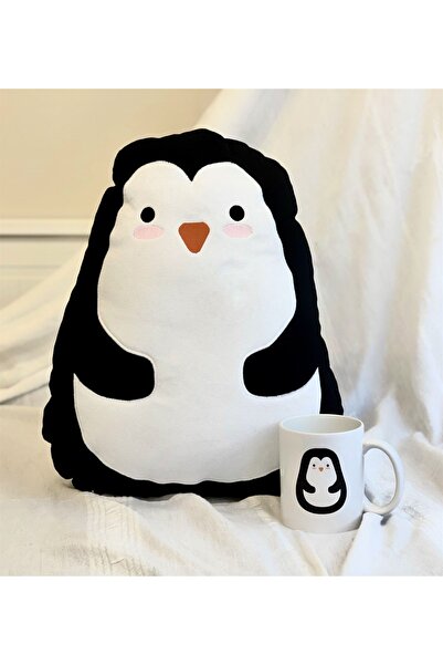 Gift Moda Tatlı Penguen Tasarımlı Kupa Ve Yastık Set