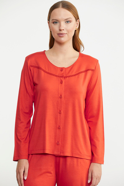 Sementa Düğme Kapamalı Rahat Kalıp Pijama Takım - Mercan