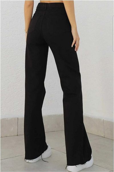 MAKRAS EXCLUSIVE Alicia Black Gold Allstar Ikon Gold Pantaloni largi din denim Lycra Palazzo