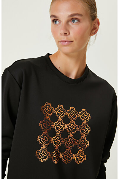 Network Siyah Bisiklet Yaka Sweatshirt