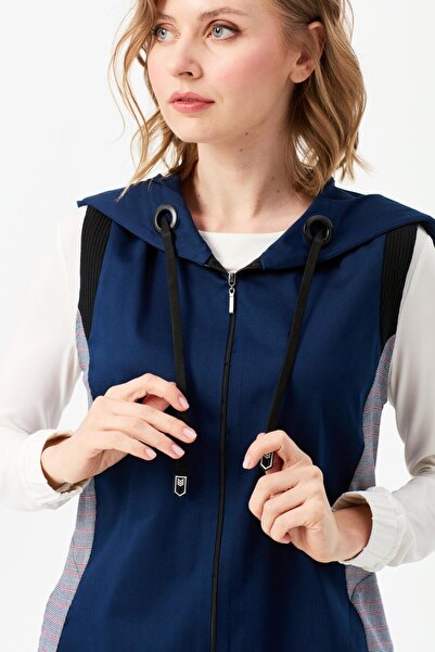 Esswaap Yanları Ekose Kombinli Ribanalı Yelek Laci