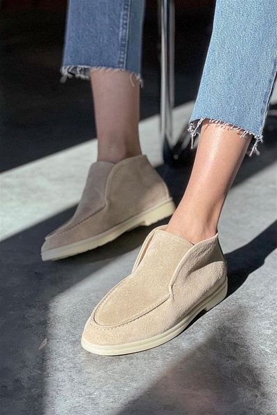 NILUFARR Pantofi casual pentru femei Megi Beige din piele intoarsa autentica