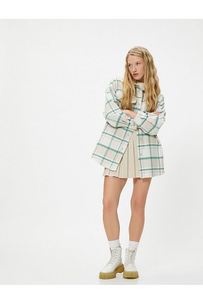 Koton Lumberjack Shirt Long Sleeve Soft Textured Flap Pocket Detailed
