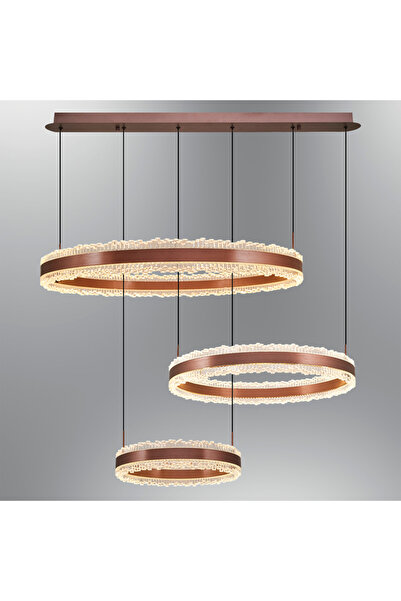 Özcan Aydınlatma 2732-3A-4 Pırıltı 3'Lü Avize 40+60+80 Kahve