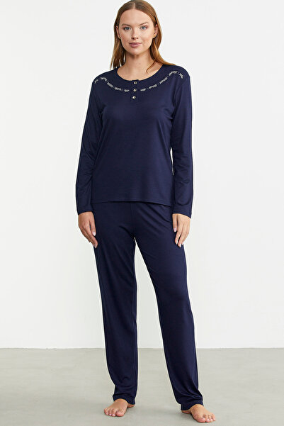 Sementa Піжама з коміром та ґудзиками - темно-синя