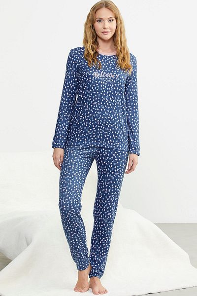 Sementa Set de pijamale moale cu model albastru