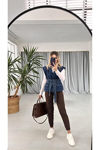 MAKRAS EXCLUSIVE A112856 Τζιν ψηλόμεσο τζιν παντελόνι με στενό πόδι