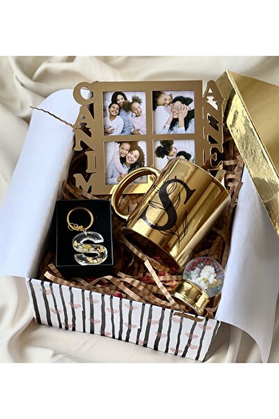 Gift Moda Kişiye Özel Gold Canım Annem Çerçeve Kupa Melek Kar Küresi Ve Epoksi Anahtarlık Anneler Günü Hediye