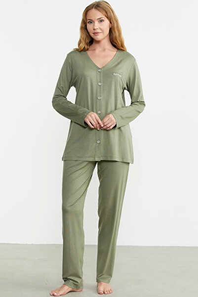 Sementa Green Comfortable Pajama Set - Front Buttoned