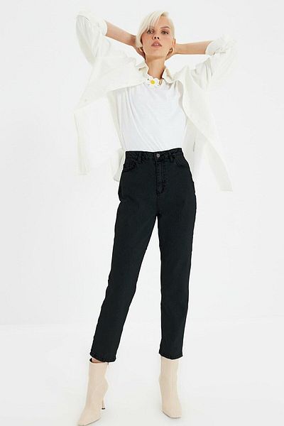 ByCukurovaFrango Lussi Power Lycra Women's Black High Waist Wide Leg Casual Jans Jeans
