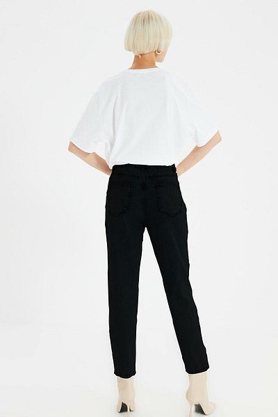 ByCukurovaFrango Lussi Power Lycra Women's Black High Waist Wide Leg Casual Jans Jeans