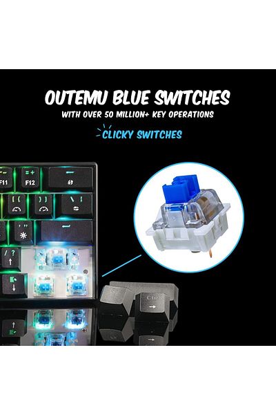 Cosmic Byte Cosmic Byte CB-GK-21 Themis 61 Key RGB Gaming Keyboard, Outemu Blue Switches (Black)