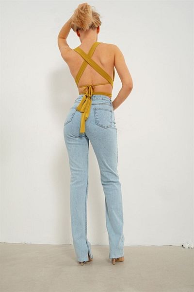 MAKRAS EXCLUSIVE Pantaloni de blugi pentru femei Leo 90's Dora Ice Snow Wash Boyfriend