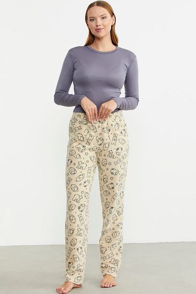 Sementa Winter Fleece Patterned Single Bottom - Κρέμα