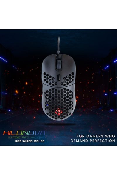 Cosmic Byte ماوس الألعاب السلكي Kilonova 3370IC PRO X-Light (أسود) | معدل ارتداد قابل للتعديل