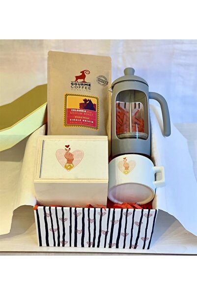 Gift Moda Sonsuz Sevgi French Press & Filtre Kahveli Sevgiliye Hediye Seti