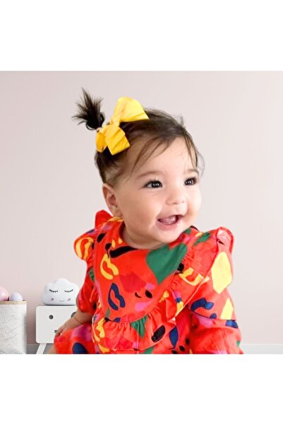 Sahici Anne مشبك شعر بوتيك فيونك بدون شعر، 8 سم - أصفر ليموني