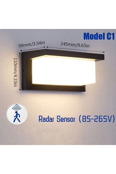 Choice Ac85-265v 16w Warm White Radar Sensor Led Wall Light With Motion Sensor Ac85-265v Exterior Anthracit