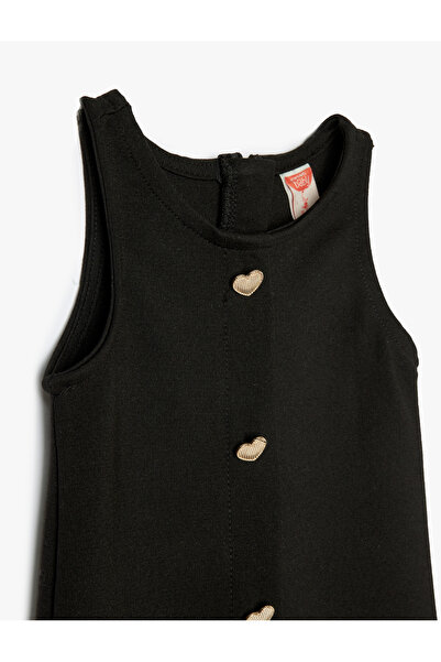 Koton Φόρεμα Gilet με στρογγυλή λαιμόκοψη ύφασμα βισκόζης με κουμπιά καρδιάς