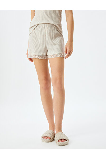 Koton Şort Pijama Altı Dokulu Dantel Detaylı